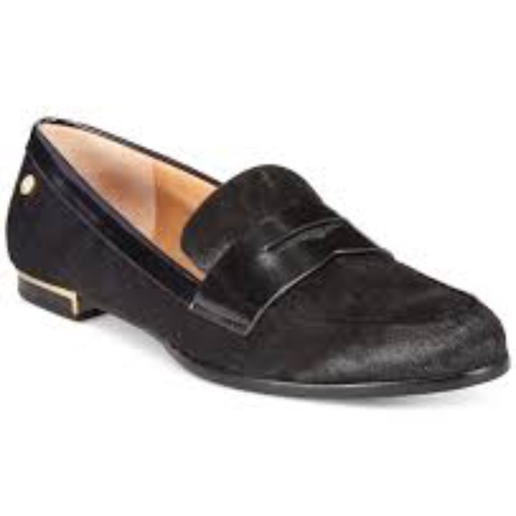 CALVIN KLEIN CELIA BLACK HAIR CALF PENNY LOAFER - Picture 3 of 5